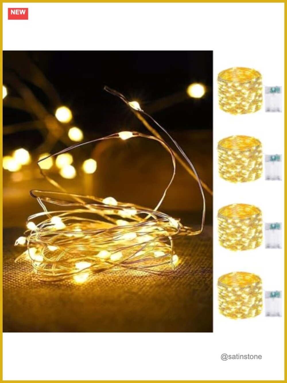 4 Pack Fairy Lights Battery Operated 16FT 50 LED String Lights Timer